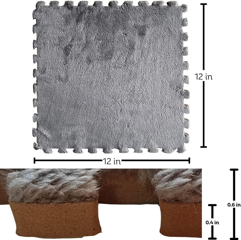 MADE4ALL Interlocking Carpet Tiles 4 PCS Pack – Soft Plush Floor Tiles for Small Areas, Nursery, Kids Room, Bedroom & Home Office – Washable, Non-Slip, Easy DIY Install – Dark Grey - Image 2